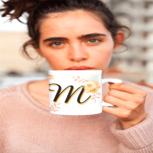 Floral Monogram Mug –Elegant Letter M-writ u name