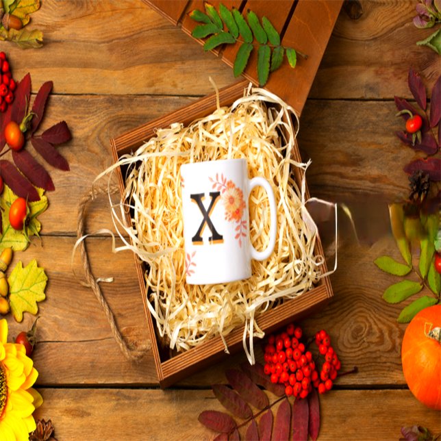 Floral Monogram Mug –Elegant Letter X-writ u name" (Creator Uploaded)