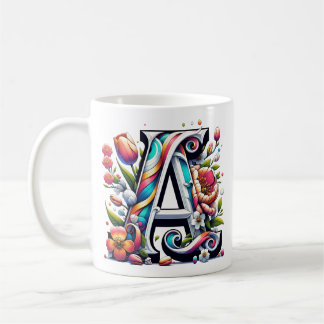 Floral Monogram Mug – Letter A