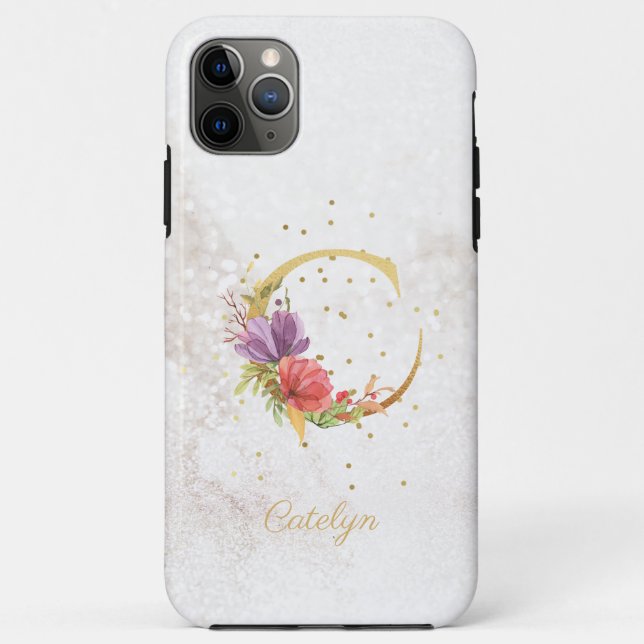 Floral Monogram Name Initial C Letter Personalise Case-Mate iPhone Case (Back)
