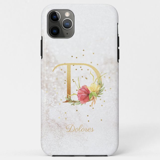 Floral Monogram Name Initial D Letter Personalise Case-Mate iPhone Case (Back)