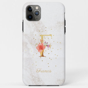 Floral Monogram Name Initial F Letter Personalise iPhone 11 Pro Max Case