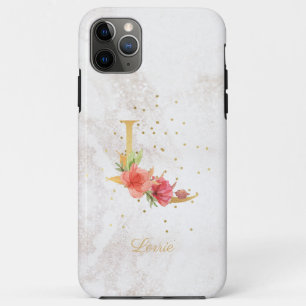 Floral Monogram Name Initial L Letter Personalise iPhone 11 Pro Max Case