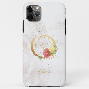 Floral Monogram Name Initial O Letter Personalise iPhone 11 Pro Max Case