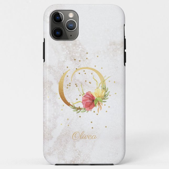 Floral Monogram Name Initial O Letter Personalise Case-Mate iPhone Case (Back)