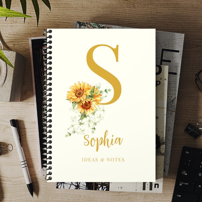 Floral monogram name initial personalised notebook (Creator Uploaded)