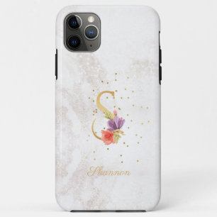 Floral Monogram Name Initial S Letter Personalise iPhone 11 Pro Max Case