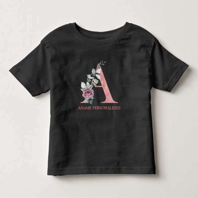 Floral Monogram Name Letters Pink Agate   Toddler T-Shirt (Front)