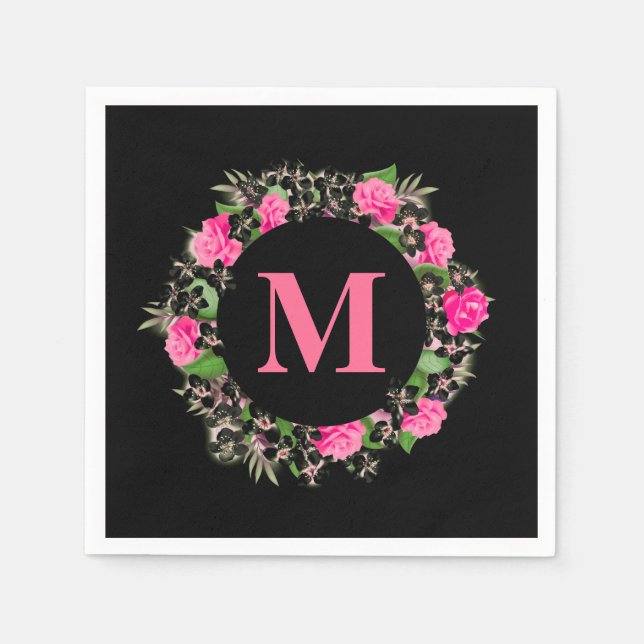 Floral Monogram Napkin (Front)
