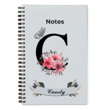 Floral Monogram Notebook – Personalised Initial