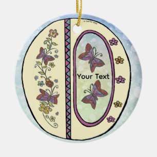 floral Monogram O  Ceramic Ornament
