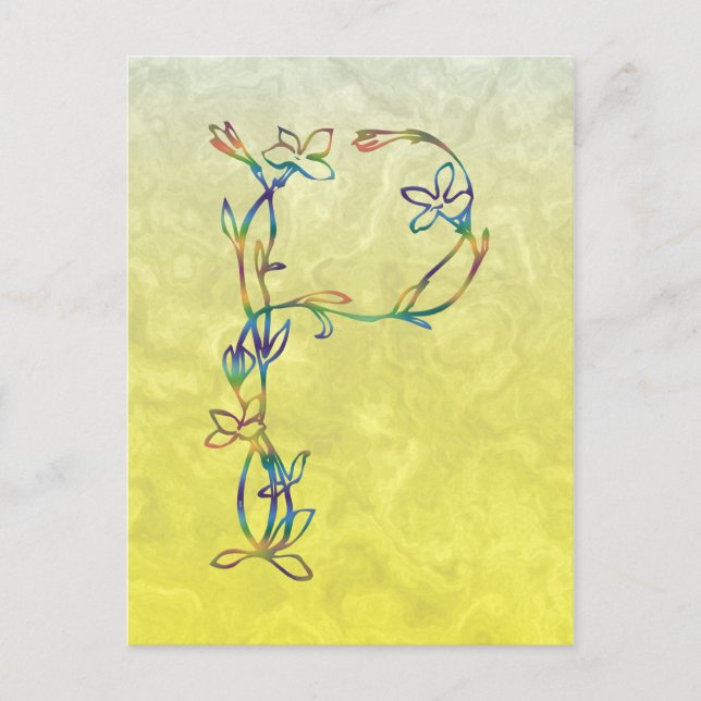 FLORAL MONOGRAM P POSTCARD (Front)