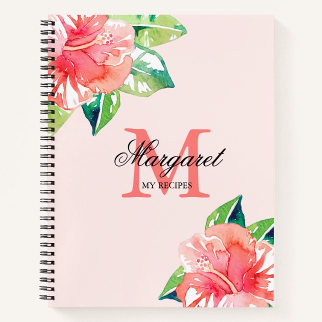 Floral Monogram Personal Cooking Recipes Notebook (Front)