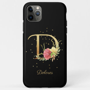 Floral Monogram Personalise Name Initial D Letter iPhone 11 Pro Max Case