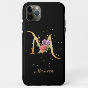 Floral Monogram Personalise Name Initial M Letter iPhone 11 Pro Max Case