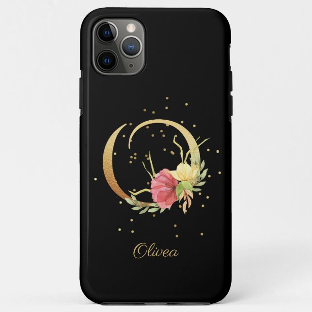 Floral Monogram Personalise Name Initial O Letter Case-Mate iPhone Case (Back)
