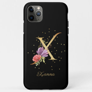 Floral Monogram Personalise Name Initial X Letter iPhone 11 Pro Max Case