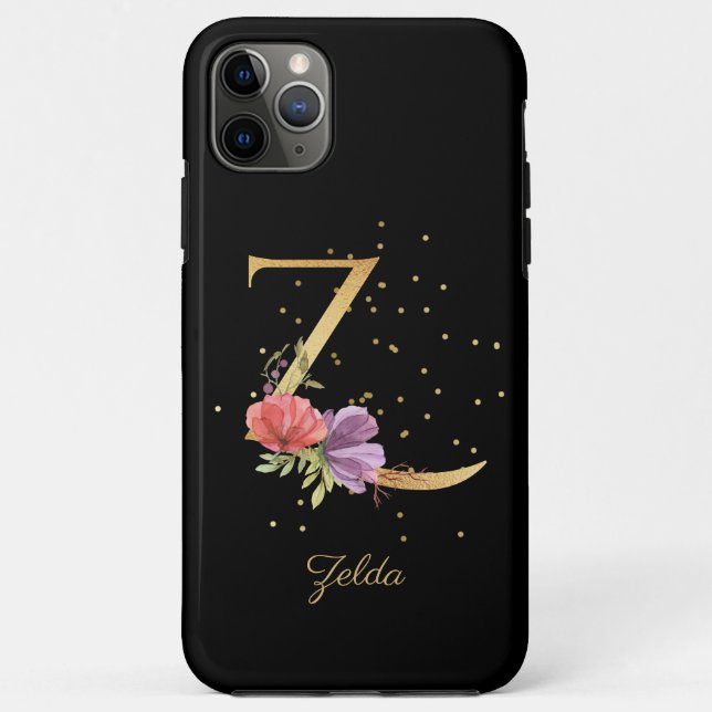 Floral Monogram Personalise Name Initial Z Letter Case-Mate iPhone Case (Back)