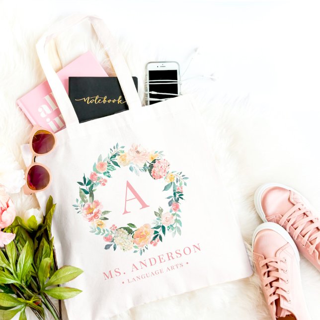 Floral Monogram Pretty Custom Tote Bag (Creator Uploaded)