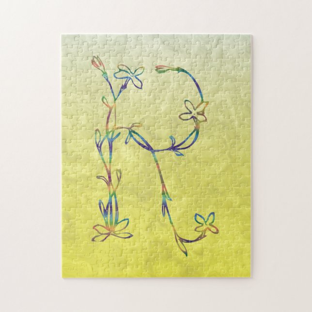 FLORAL MONOGRAM R JIGSAW PUZZLE (Vertical)