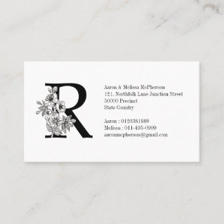 Floral Monogram R Sakura Cherry Blossoms Business Card