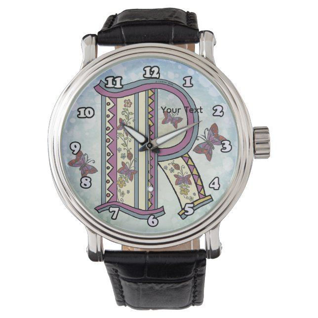 floral Monogram R  Watch (Front)