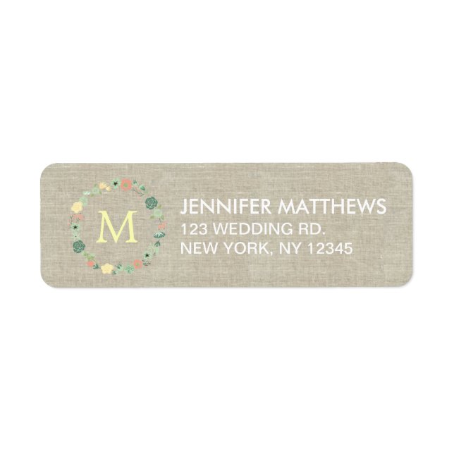 FLORAL MONOGRAM RETURN ADDRESS LABEL (Front)