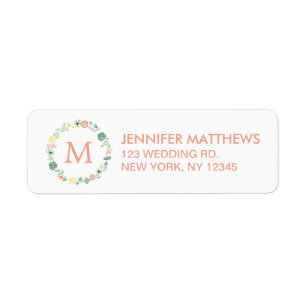 FLORAL MONOGRAM   RETURN ADDRESS LABELS