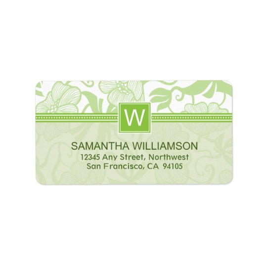 Floral Monogram Return Address Labels (green)