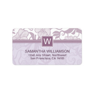 Floral Monogram Return Address Labels (purple)