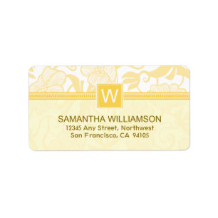 Floral Monogram Return Address Labels (yellow)