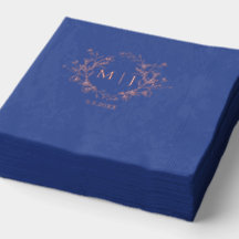 floral monogram rose gold pink blue wedding