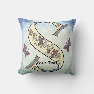 floral Monogram S  Cushion