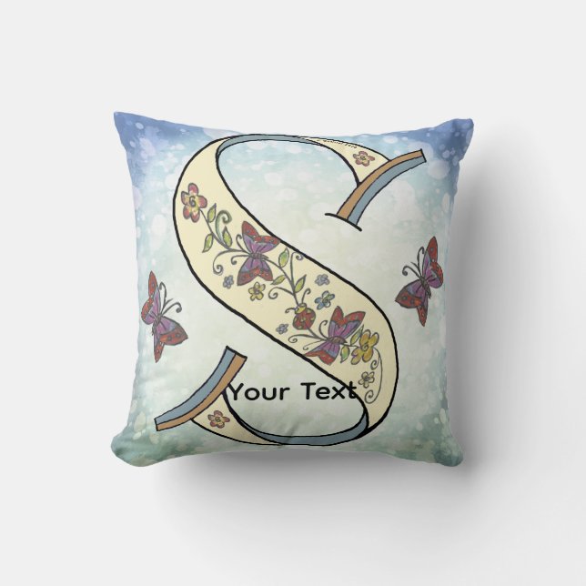 floral Monogram S  Cushion (Front)