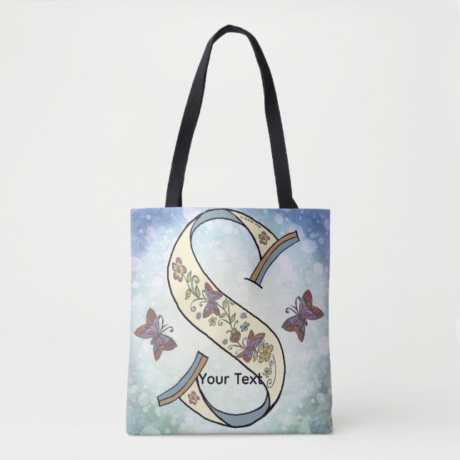 floral Monogram S  Tote Bag (Front)