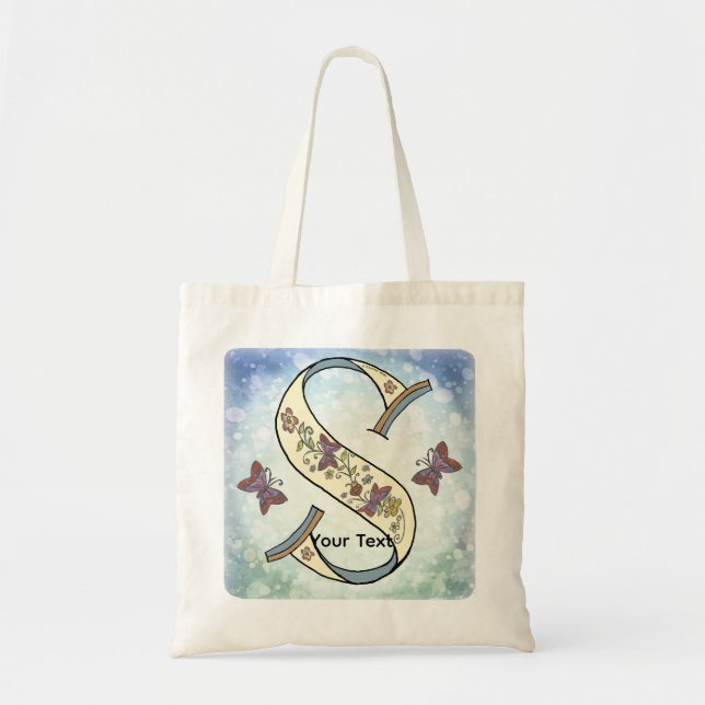 floral Monogram S  Tote Bag (Front)