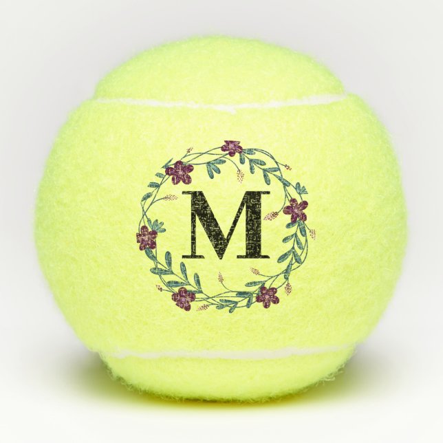 Floral Monogram Tennis Balls (Front)