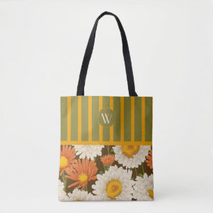 Floral Monogram Tote Bag