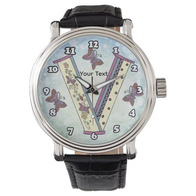 floral Monogram V Watch (Front)