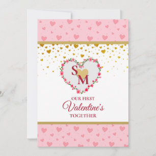 Floral Monogram Valentine's Day with Gold Heart