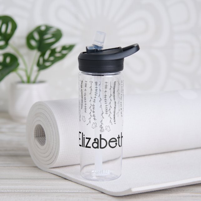 Floral Monogram  Water Bottle (Yoga)