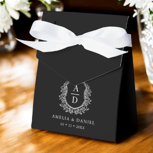 Floral Monogram Wedding Crest Modern Favour Box