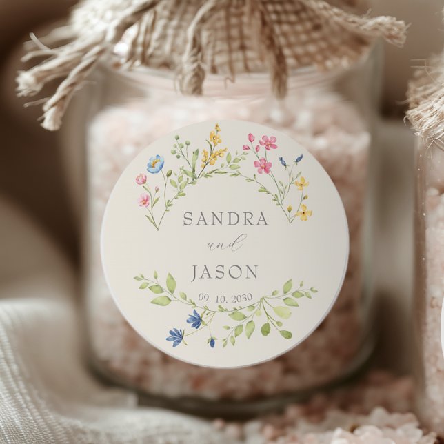 Floral Monogram Wedding Favour Sticker  (Creator Uploaded)