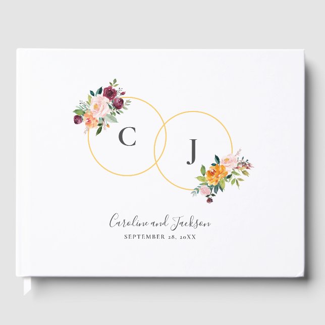 Floral Monogram Wedding Guest Book (Front)