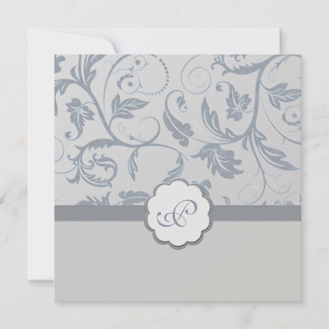 Floral Monogram Wedding Invitation (Front)