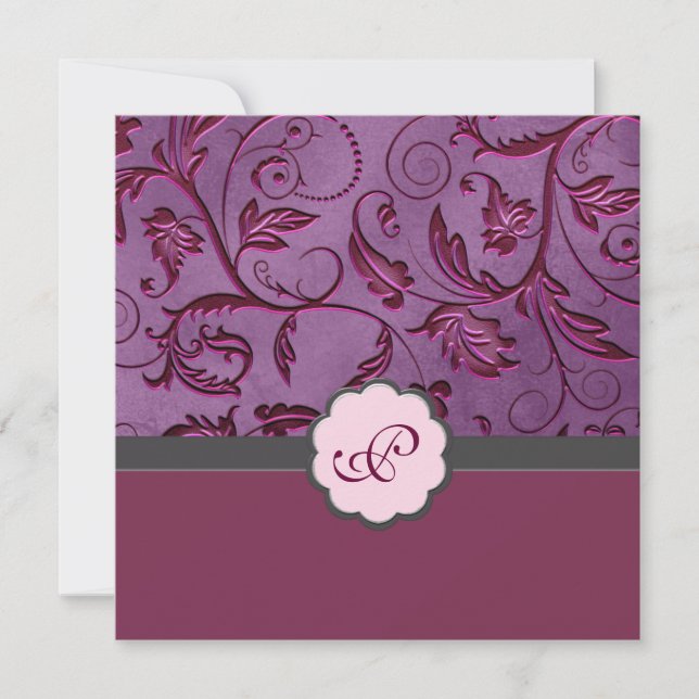 Floral Monogram Wedding Invitation (Front)