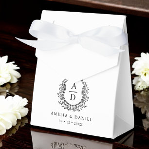 Floral Monogram Wedding White Crest Modern Favour Box