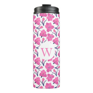 Floral Monogram with Initial – Personalised Gift Thermal Tumbler