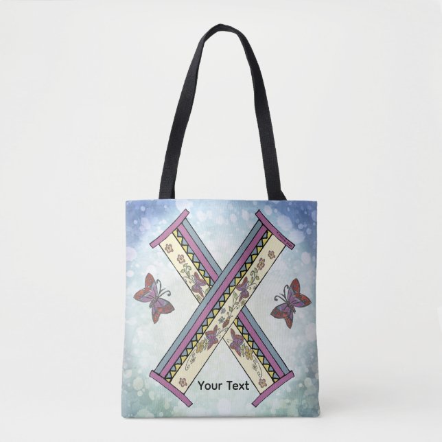 floral Monogram X  Tote Bag (Front)
