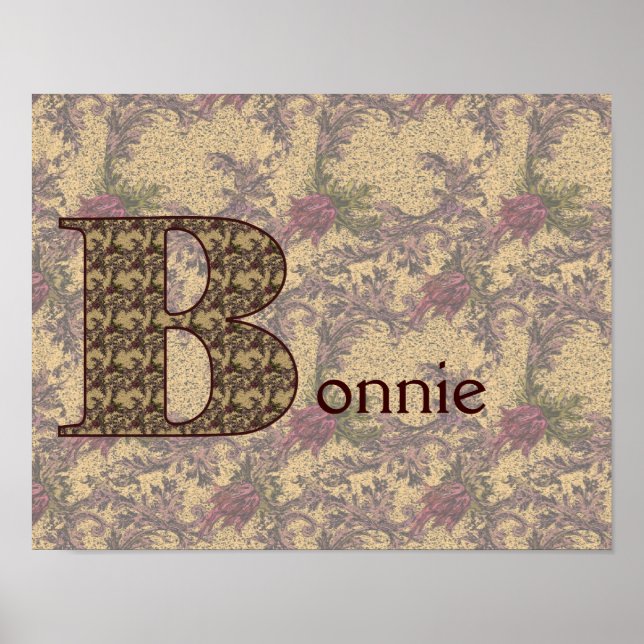 Floral Monogram Your Name Initial B Elegant Poster (Front)